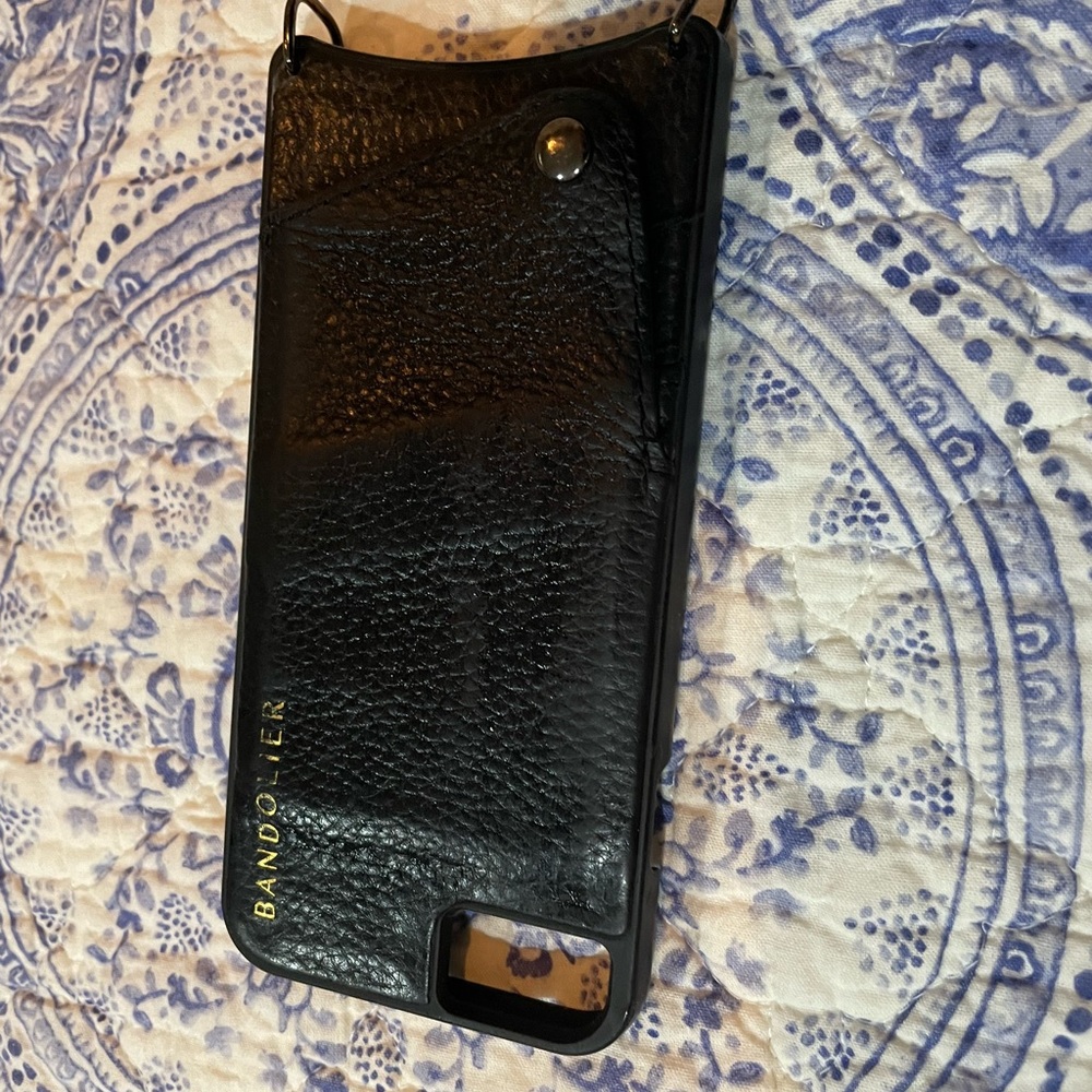 Luxury Leather bandolier phone holder Emma pebble leather